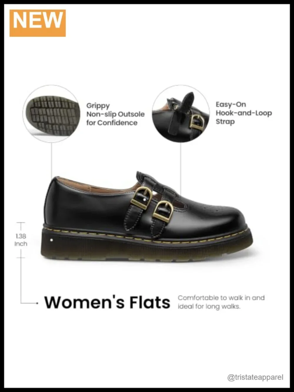 Women's Mary Jane Flats Platform Round Toe Comfortable Dressy Adjustable Office